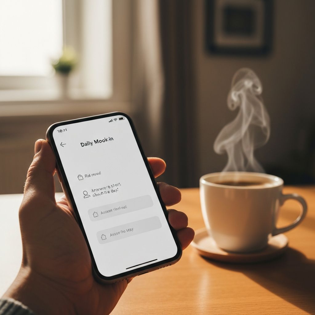 Person completing daily check-in on phone